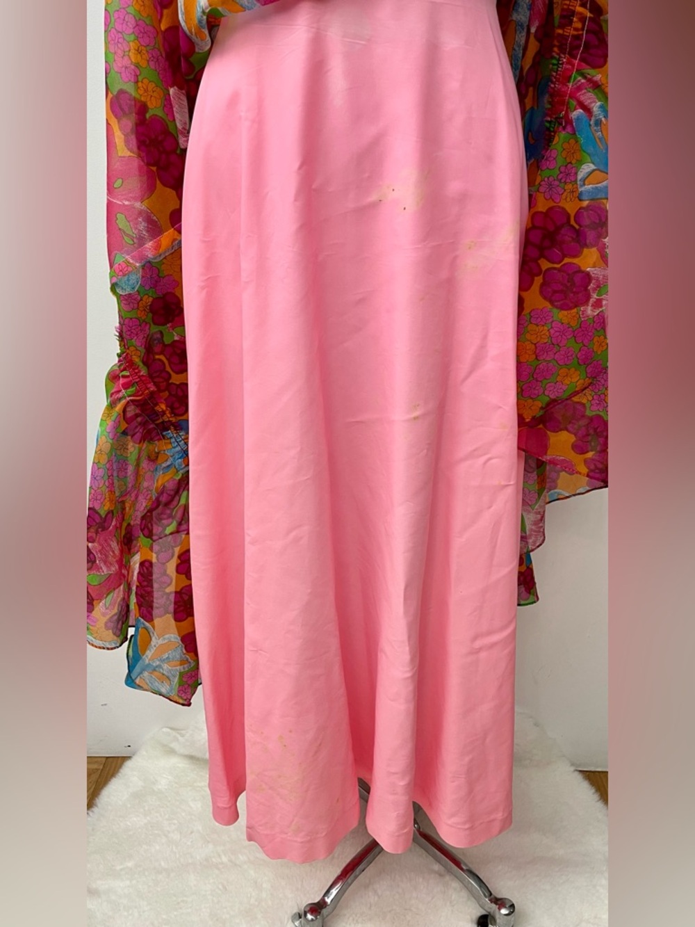 Vintage 60s flower power psychedelic A-Line sweep dress size S/M chiffon halter - Picture 14 of 16